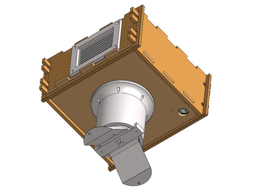 CAD view of the enclosure underside showing the antenna housing
